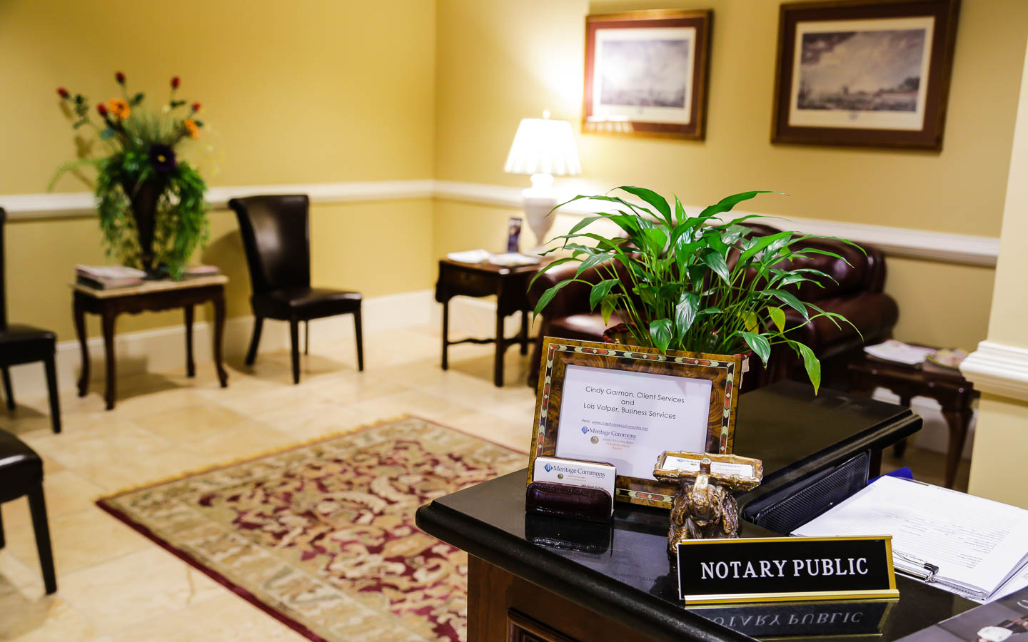 reception desk overlooking the left waiting area